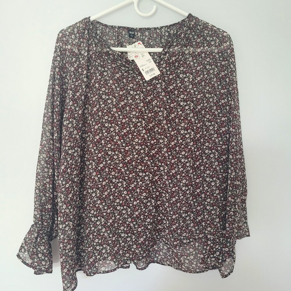 UNIQLO BWT Joy of Print Floral Sheer Blouse Size S
